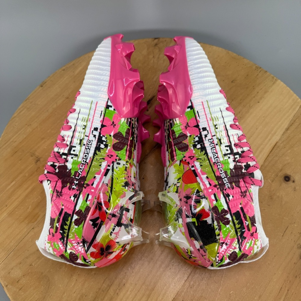 Mens 7.5 / Womens 9 - Under Armour Blur Pro LE Lacrosse Cleats Pink White NEW‎ - Picture 6 of 9